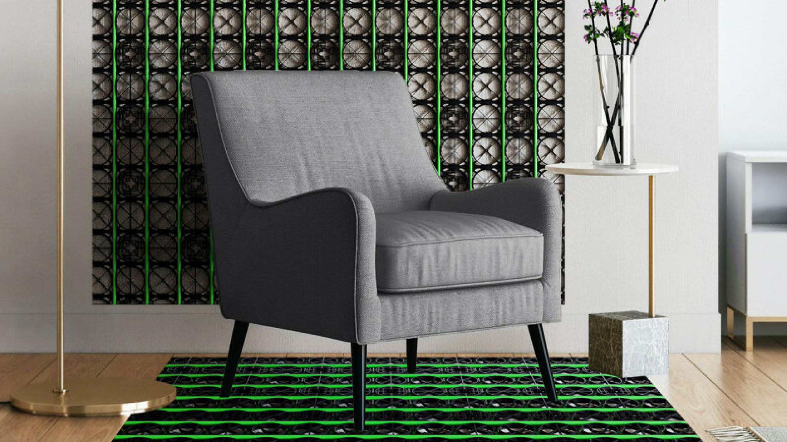 Moderne woonkamer met PVC-vloer en vloerverwarming